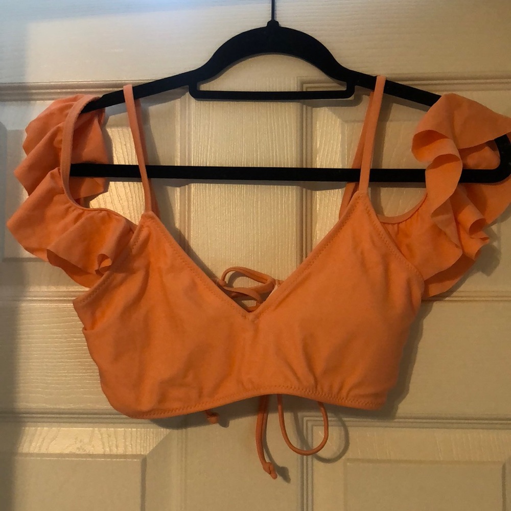 Off the shoulder peach bathing suit top
